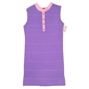 Vintage 60s Purple Pink Striped Orlon Acrylic Sleeveless Mod‎ Shift Dress NWT